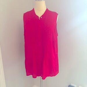 Liz Claiborne hot pink button up sleeveless blouse with tank size extra large GC